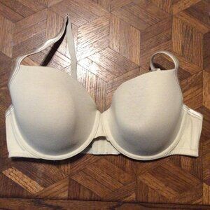 Cacique 42DD Boost Plunge Bra Ivory Nude T-Shirt Cotton Adjustable Straps